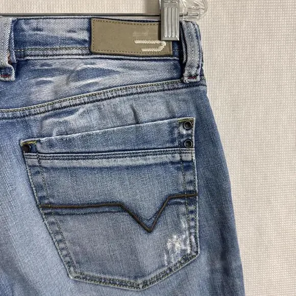 Diesel Men's Size 28x30 Blue Distressed Denim Y2K Straight Leg Jeans